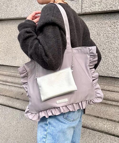 LA BAGAGERIE / ラ バガジェリー エコバッグ | LA BAGAGERIE×chiyo ポーチ付きフリルエコバッグ | 詳細14