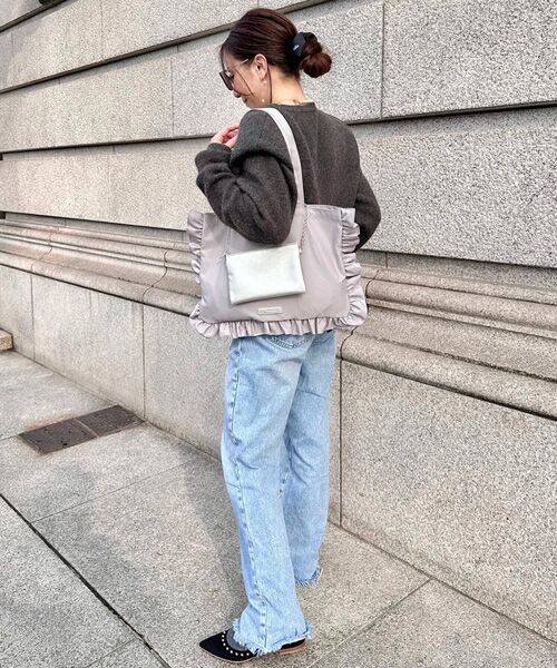 LA BAGAGERIE / ラ バガジェリー エコバッグ | LA BAGAGERIE×chiyo ポーチ付きフリルエコバッグ（シルバー）