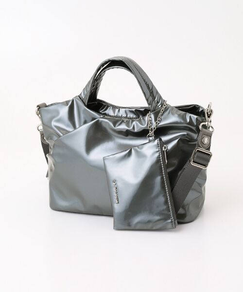 LA BAGAGERIE / ラ バガジェリー トートバッグ | ポーチ付きエナメルトート Sサイズ（ガンメタリック）