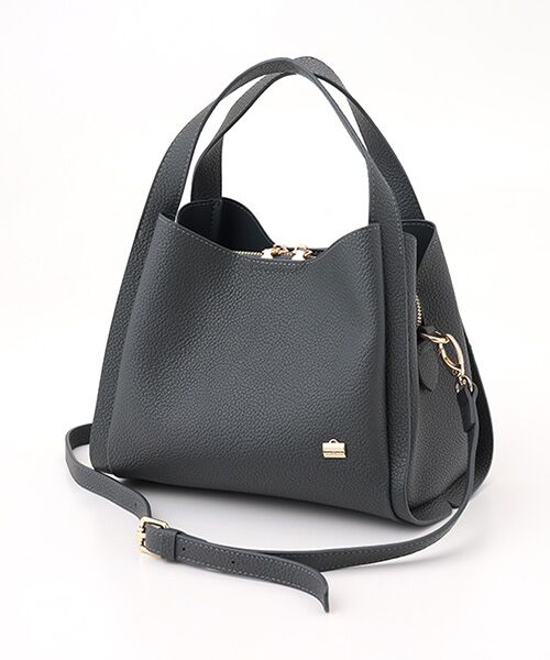 LA BAGAGERIE / ラ バガジェリー ハンドバッグ | ソフトシュリンク2WAYハンドバッグ small（ダークグレー）