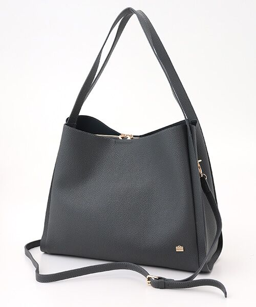 LA BAGAGERIE / ラ バガジェリー ハンドバッグ | ソフトシュリンク2WAYハンドバッグ large（ダークグレー）
