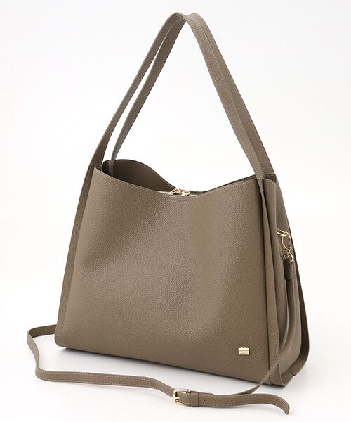 LA BAGAGERIE / ラ バガジェリー ハンドバッグ | ソフトシュリンク2WAYハンドバッグ large（グレージュ）