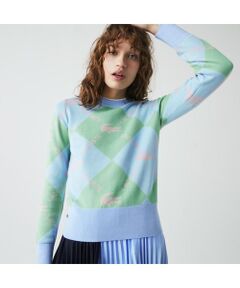 LACOSTE L!VEビッグチェックモノグラムニットセーター