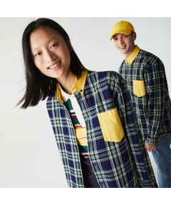 LACOSTE L!VEカラー切替チェックシャツ