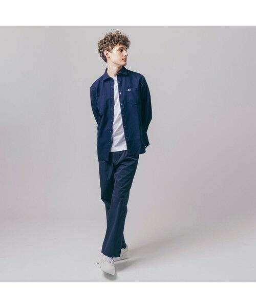 LACOSTE L!VEパネル配色ストライプシャツ