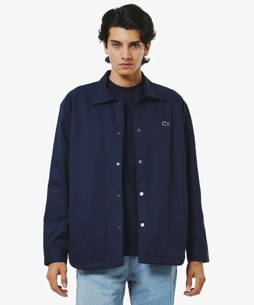 LACOSTE/ラコステ プレーン×バッファローチェックリバーシブルシャツアウター ネイビー 39(日本サイズM) LACOSTE/ラコステ プレーン×バッファローチェックリバーシブルシャツアウター ネイビー 39(日本サイズM)