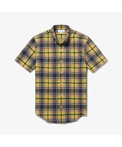 LACOSTE / ラコステ シャツ・ブラウス | ダブルジャカードニット半袖チェックシャツ | 詳細3