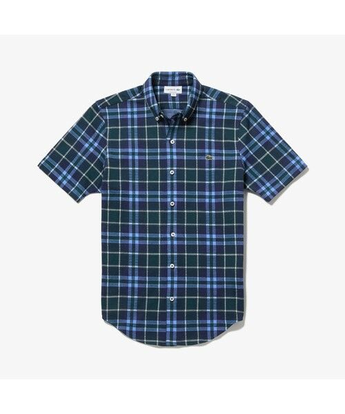 LACOSTE / ラコステ シャツ・ブラウス | ダブルジャカードニット半袖チェックシャツ | 詳細11