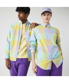 LACOSTE L!VE ユニセックス チェッカーコットンシャツジャケット