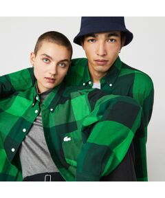 LACOSTE L!VE ユニセックス チェッカーコットンシャツジャケット