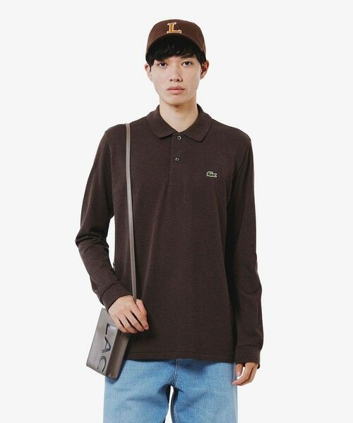 LACOSTE/ラコステ 長袖 リブ メランジカラ-ポロシャツ L1313 (杢・長袖) チョコ 4(日本サイズL) LACOSTE/ラコステ 長袖 リブ メランジカラ-ポロシャツ L1313 (杢・長袖) チョコ 4(日本サイズL)