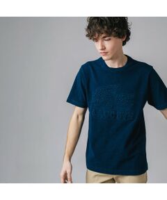 エンボスグラフィックインディゴ鹿の子地Tシャツ