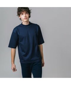 5分袖モックネックサマーニットTシャツ