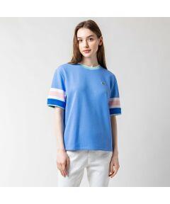 スリーブボーダーワッフルニットTシャツ