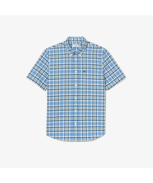 シルバーグレー サイズ LACOSTE シャツ ブラウス エッセンシャルチェックボタンダウンシャツ