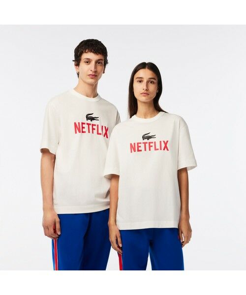 『Lacoste x Netflix』 バックプリントクルーネックTシャツ