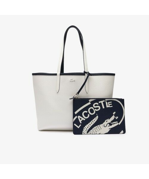 LACOSTE ラコステ 本革 トートバッグ リバーシブル ロゴ ポーチ付き