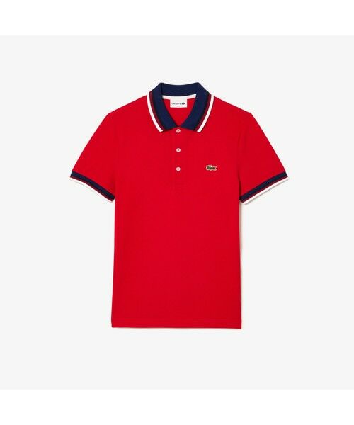 LACOSTE / ラコステ ポロシャツ | 配色ボーダーリブニット鹿の子地ポロシャツ | 詳細9