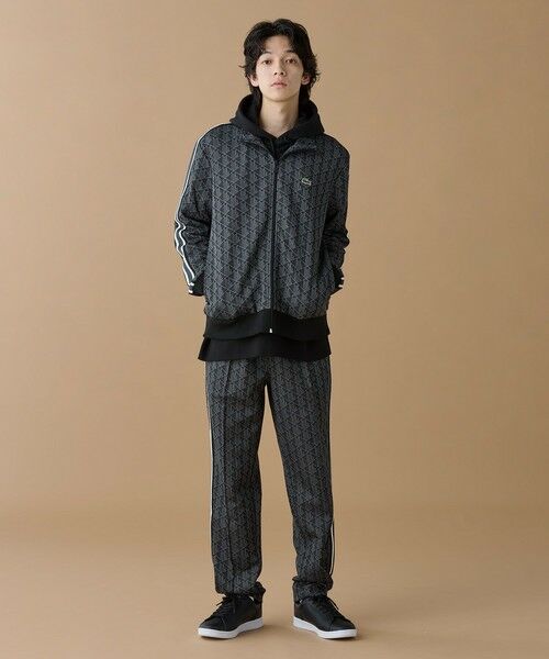 希少23年LACOSTEモノグラムトラックジャケット US XLサイズ ネイビー ラコステ LACOSTE モノグラムジャカードトラックジャケット