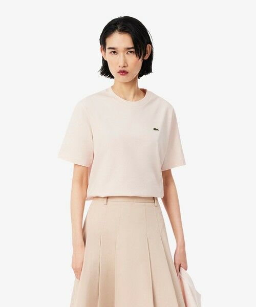 LACOSTE / ラコステ Tシャツ | ハイクオリティ ピマコットン仕立て ワンポイントソフトタッチ半袖Tシャツ(クリーム)