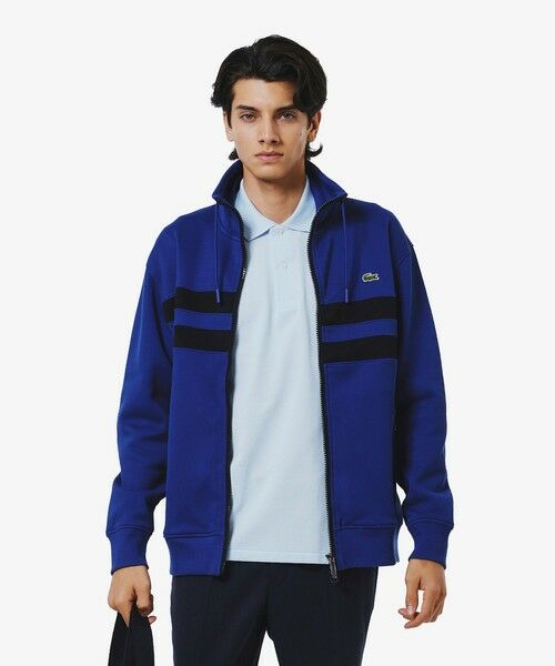 LACOSTE / ラコステ その他トップス | アシンメトリーボーダーハイネック ドローストリング 鹿の子地 トラックジャケット | 詳細1
