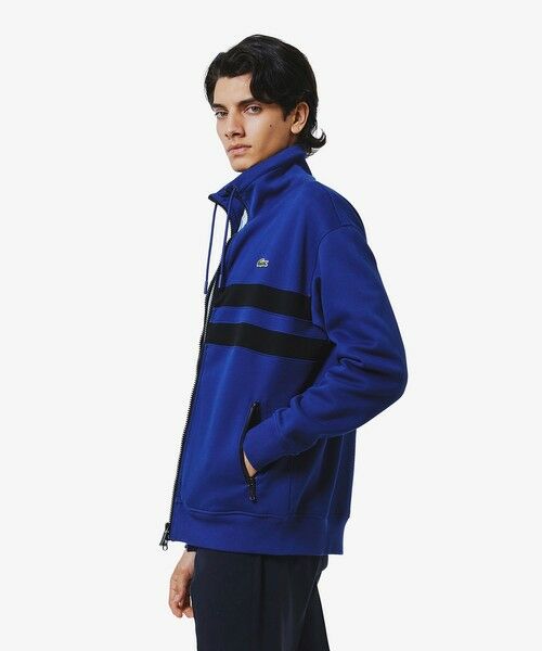 LACOSTE / ラコステ その他トップス | アシンメトリーボーダーハイネック ドローストリング 鹿の子地 トラックジャケット(ダークブルー)
