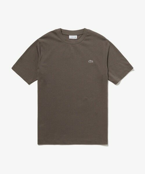 LACOSTE / ラコステ Tシャツ | アウトラインクロッククルーネック半袖Tシャツ(ダークブラウン)