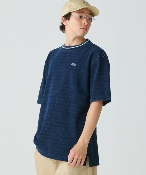 セール】 配色リブニットインディゴ鹿の子 半袖Tシャツ （T