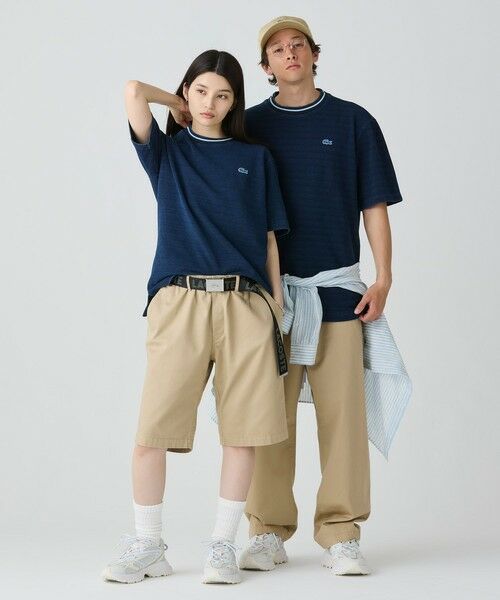 セール】 配色リブニットインディゴ鹿の子 半袖Tシャツ （T