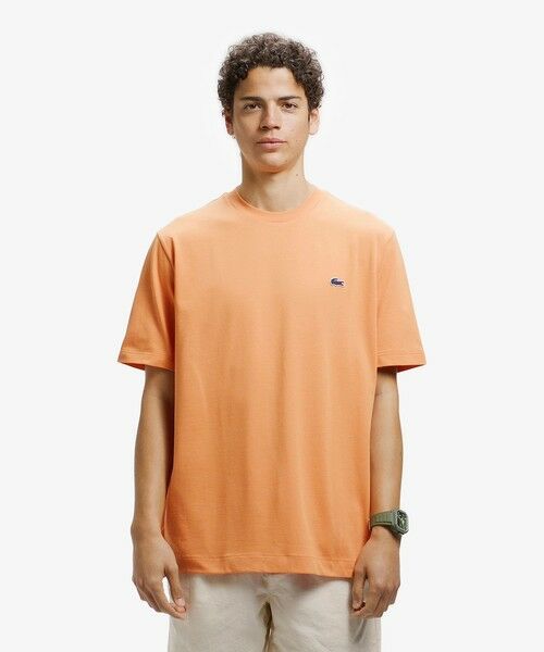 LACOSTE / ラコステ Tシャツ | ヘビーウェイト オーバーサイズバックプリントベーシック半袖Tシャツ（オレンジ）