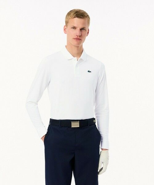 LACOSTE / ラコステ ポロシャツ | UPF50 UVカット ウルトラドライワントーン長袖ポロシャツ(ホワイト)