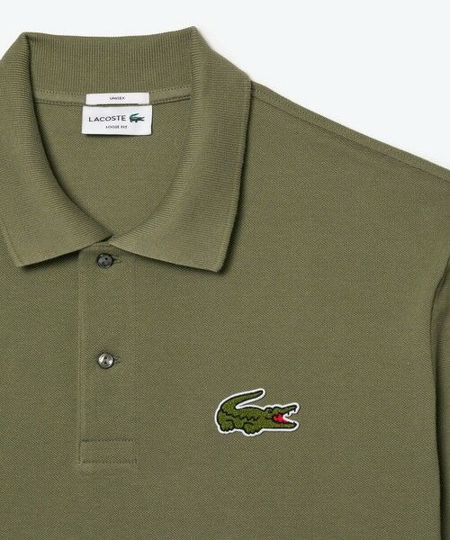 美品 ラコステ 別注 スタンドカラー ポロシャツカーキ 5 L LACOSTE：別注スタンドカラーPOLO ポロシャツ ラコステ
