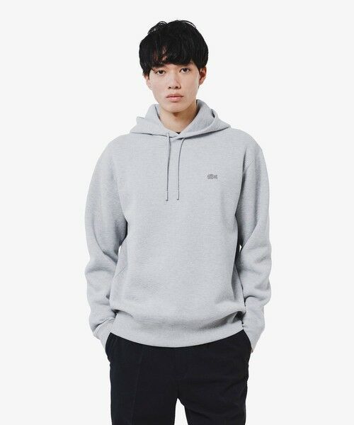 LACOSTE/ラコステ 鹿の子ニットワントーンフーディー / 鹿の子ニットプルオーバーパーカー グレー 3(日本サイズM) LACOSTE/ラコステ 鹿の子ニットワントーンフーディー / 鹿の子ニットプルオーバーパーカー グレー 3(日本サイズM)