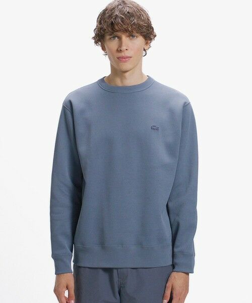 LACOSTE / ラコステ スウェット | ワントーンクルーネック 鹿の子ニット / 鹿の子スウェット(ダークグレー)
