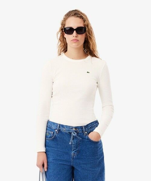 LACOSTE/ラコステ ワンポイントリブニットスリムセーター ホワイト 40(XL) LACOSTE/ラコステ ワンポイントリブニットスリムセーター ホワイト 40(XL)