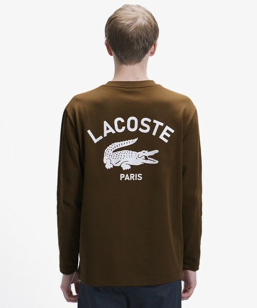LACOSTE / ラコステ Tシャツ | オーバーサイズ PARISロゴ ヘビーウェイト 長袖Tシャツ / ロンT(ブラウン)