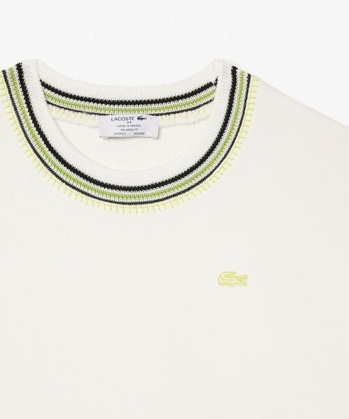 LACOSTE / ラコステ スウェット | 裏パイル フランスメイドサイドスリット クロップド丈 ラインクルーネックスウェット | 詳細4