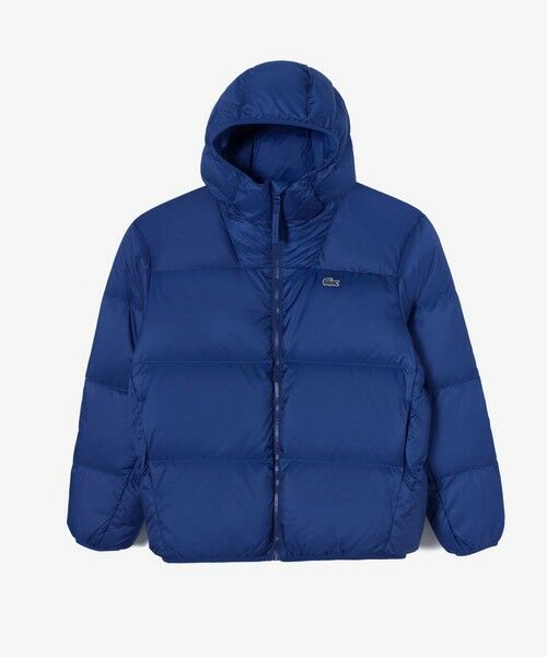 LACOSTE / ラコステ ダウンジャケット・ベスト | 撥水 バックステッチ スタンドカラー フーデッドダウンジャケット(ブルー)