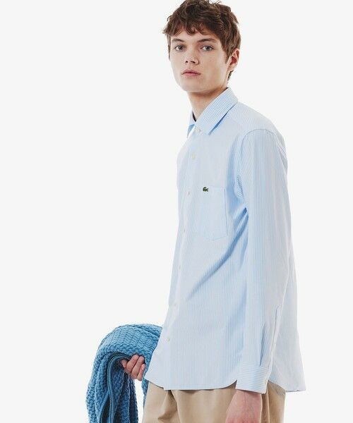 LACOSTE / ラコステ シャツ・ブラウス | 消臭 速乾 UVカット コットン×リサイクルポリエステル ストライプ 長袖レギュラーカラーシャツ | 詳細8