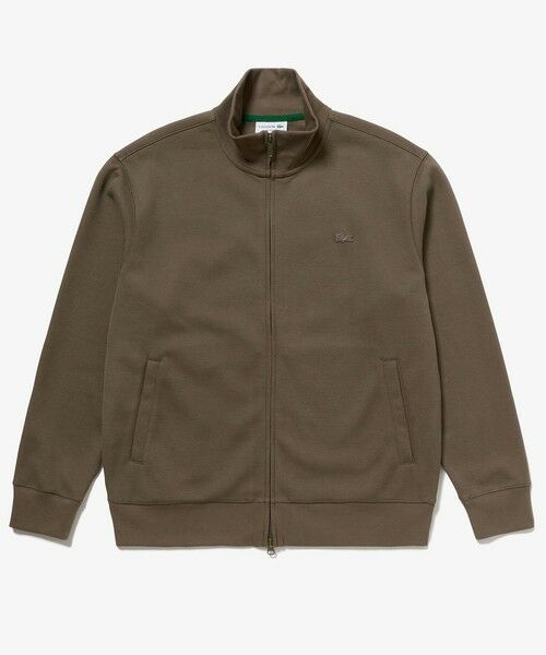美品　定価 ¥36,300 LACOSTEドライバーズニット 肉厚 グレー　L 鹿の子ダブルジップ ハイネック ドライバーズニット