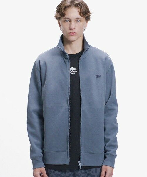 LACOSTE / ラコステ カーディガン・ボレロ | 鹿の子ダブルジップ ハイネック ドライバーズニット（ダークグレー）