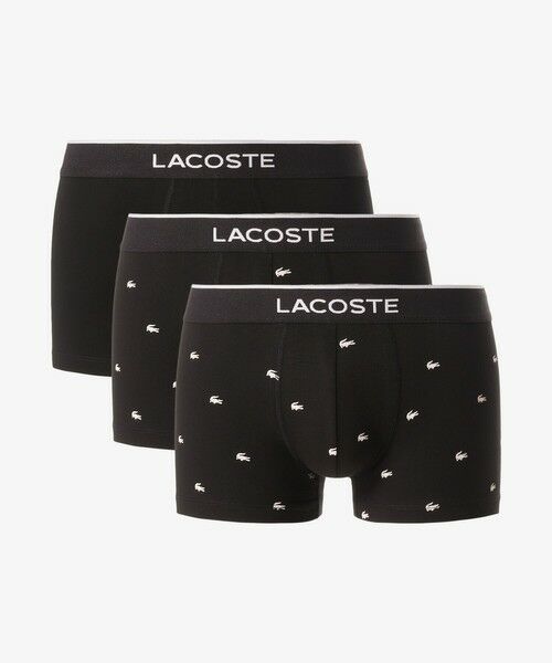 LACOSTE / ラコステ ボクサーパンツ・ブリーフ | ３パックプリントストレッチコットントランクボクサーショーツ / ボクサーパンツ（ブラック）