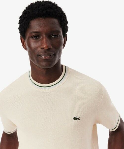 LACOSTE / ラコステ ニット・セーター | ドライタッチ 配色ラインハイゲージ半袖ニット | 詳細1