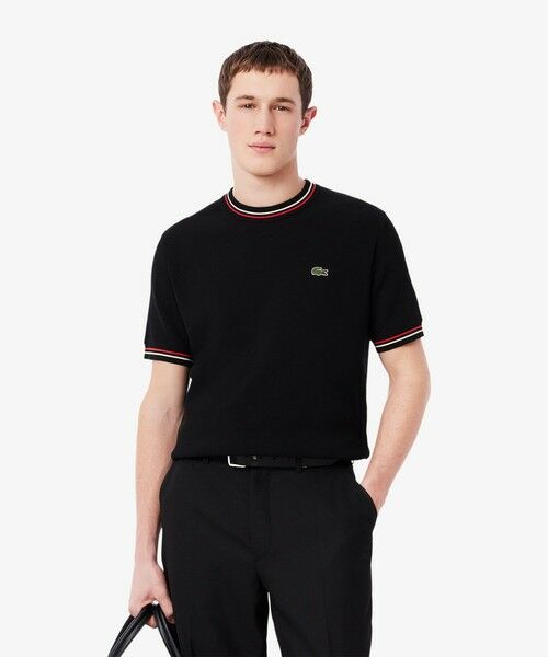 LACOSTE/ラコステ ドライタッチ 配色ラインハイゲージ半袖ニット ブラック 5(日本サイズXL) LACOSTE/ラコステ ドライタッチ 配色ラインハイゲージ半袖ニット ブラック 5(日本サイズXL)