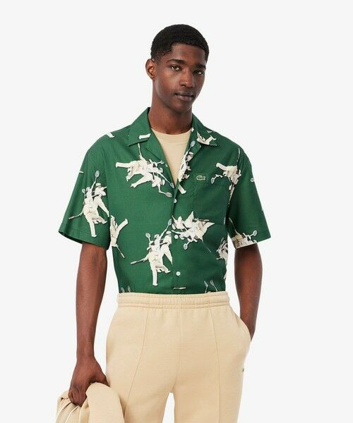 LACOSTE/ラコステ ルネ・ラコステテキスタイルオープンカラーシャツ グリーン 39(日本サイズM) LACOSTE/ラコステ ルネ・ラコステテキスタイルオープンカラーシャツ グリーン 39(日本サイズM)