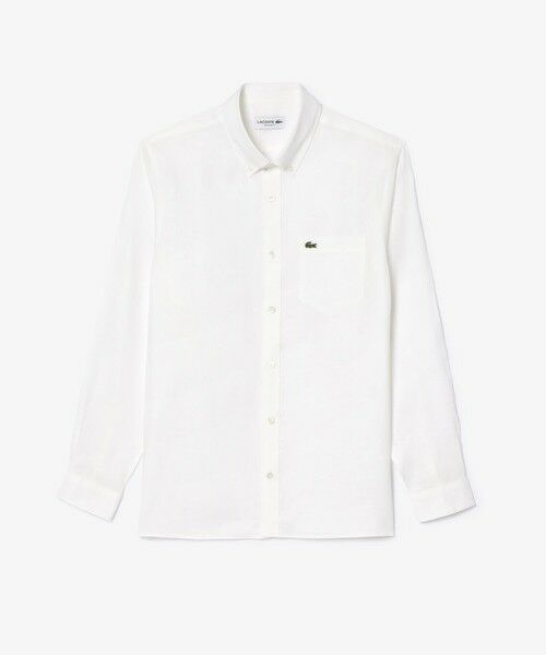 LACOSTE/ラコステ リネンボタンダウン長袖シャツ ホワイト 38(日本サイズS) LACOSTE/ラコステ リネンボタンダウン長袖シャツ ホワイト 38(日本サイズS)