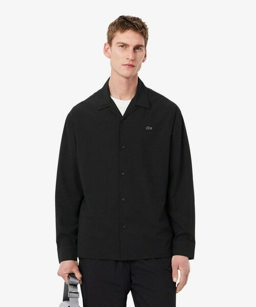 LACOSTE/ラコステ ブレイサブルオープンネックシャツ ブラック 38(日本サイズS) LACOSTE/ラコステ ブレイサブルオープンネックシャツ ブラック 38(日本サイズS)