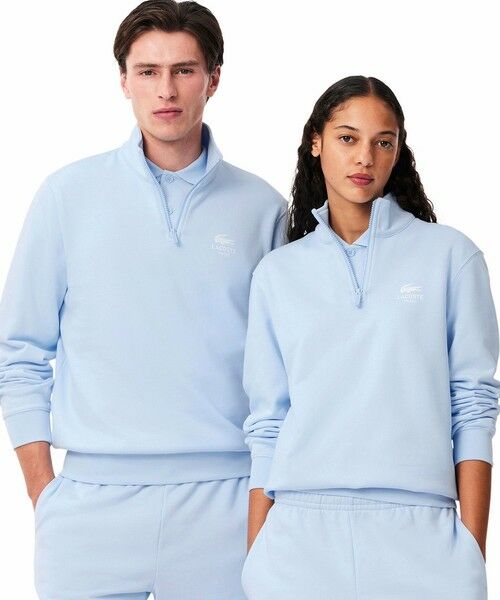 LACOSTE/ラコステ 裏パイル地 ワンポイントプリントハーフジップスウェット トレーナー ライトブルー S LACOSTE/ラコステ 裏パイル地 ワンポイントプリントハーフジップスウェット トレーナー ライトブルー S
