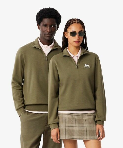 LACOSTE/ラコステ 裏パイル地 ワンポイントプリントハーフジップスウェット トレーナー オリーブ L LACOSTE/ラコステ 裏パイル地 ワンポイントプリントハーフジップスウェット トレーナー オリーブ L