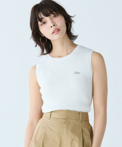 LACOSTE/ラコステ UVカット クールマックスリブニットタンクトップ ホワイト 40(XL) LACOSTE/ラコステ UVカット クールマックスリブニットタンクトップ ホワイト 40(XL)